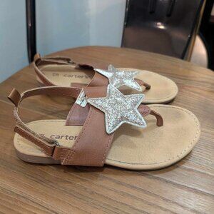 *5/$25* Girl's Carter's Brown Sandals w/ Glitter Star - Toddler Size 12